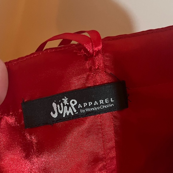 Red Beaded Strapless Prom Dress - Picture 7 of 7